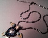 Tide Pool Series Sea Turtle for men  on deluxe gun metal colored chain