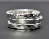 Stacking Silver Rings Pure Silver Eco Friendly Recycled Metal Hammered Handmade Set of Three Sea Babe Jewelry