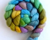 BFL Wool Roving - Hand Painted Spinning or Felting Fiber, 4 ounces, Spring Light