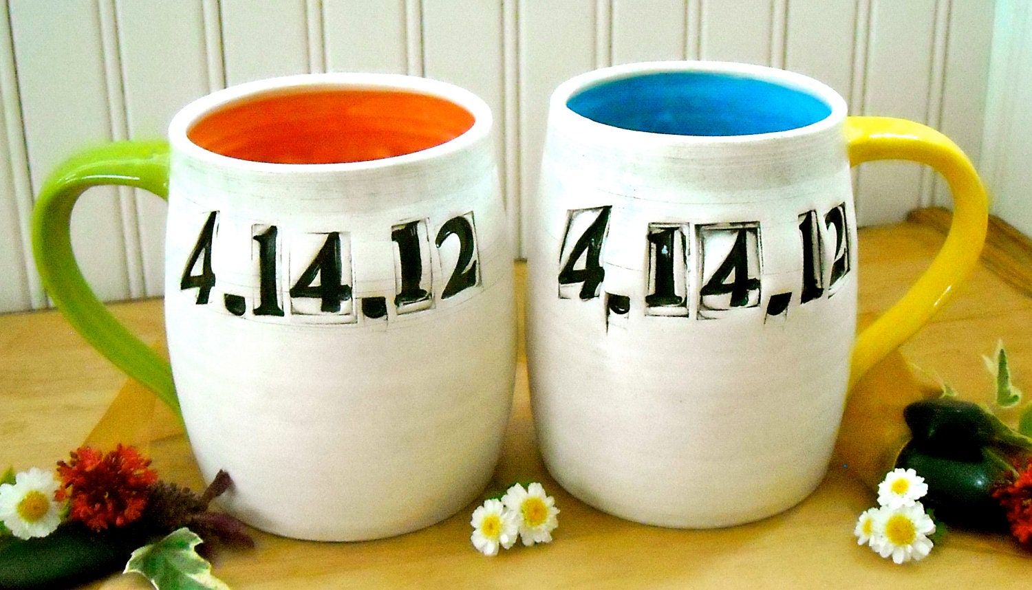 Personalized Wedding Mugs - I DO Me TOO - 2 Cup Set HandMade To Order Custom Bride & Groom Couples Name, Wedding Date, Momogram, Initials
