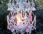 Romantic Roses and Crystals Jeweled Vintage Petite Chandelier