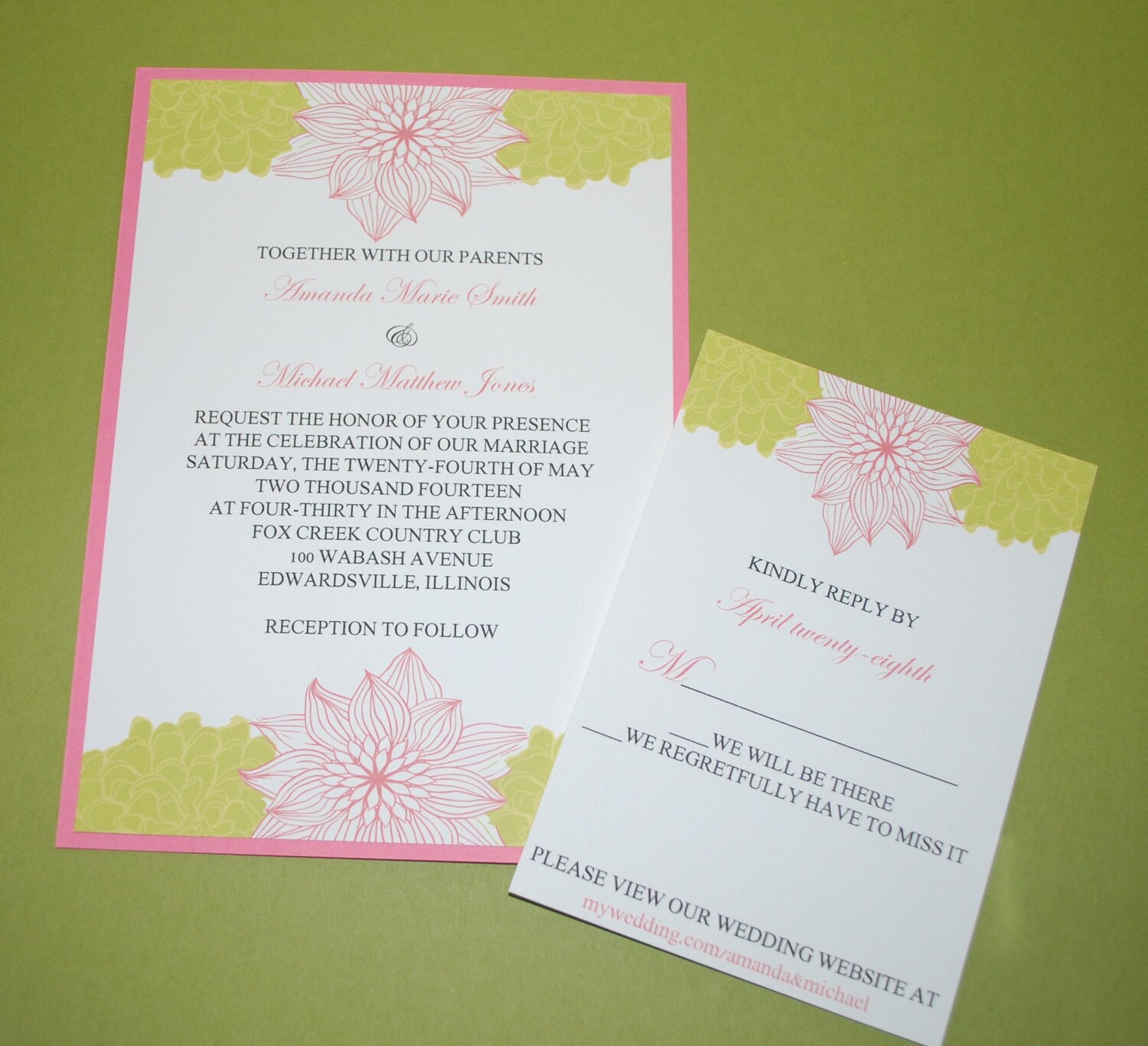 Flower wedding invitation Personalized SAMPLE Il_570xn