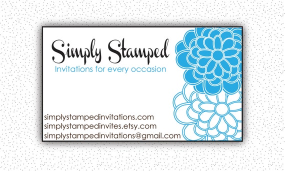 Business Card Design Bold Blue Flowers PRINTABLE Il_570xn