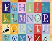 Nursery Art, Childrens Wall Art, Personalized, Colorblock, Alphabet Animals, 11 x 14 ABC Custom Art Print