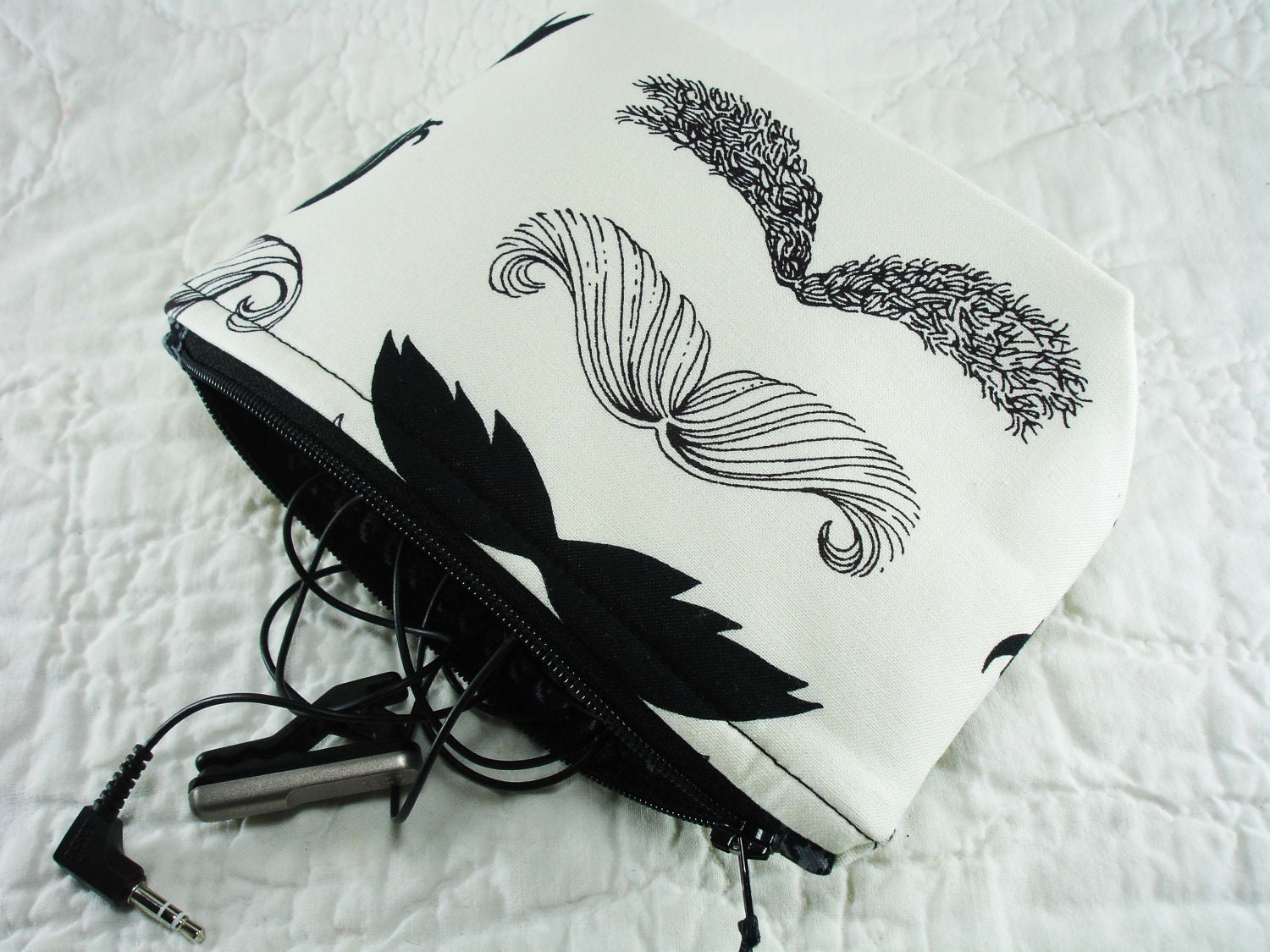 Zippered Pouch - Cosmetic Bag - Tech Accessories Bag - Where's my 'Stache