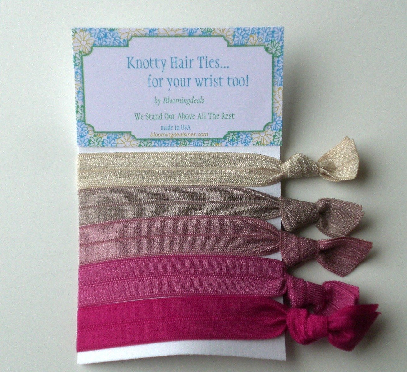 Elastic No Tug Hair Tie Blushing Bride Set of 5 Bridesmaid Gift