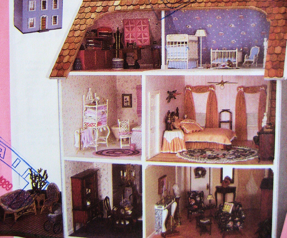 Simplicity 9396 Doll House Window Treatment, Curtains, Quilt, Braided Rug, More Pattern