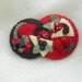 Felt Pin - Winter Berries, Contemporary Art Style in Cherry Red - Black, - Off White