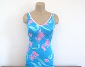 vintage 1970s bathing suit ( OCEAN ORCHID )