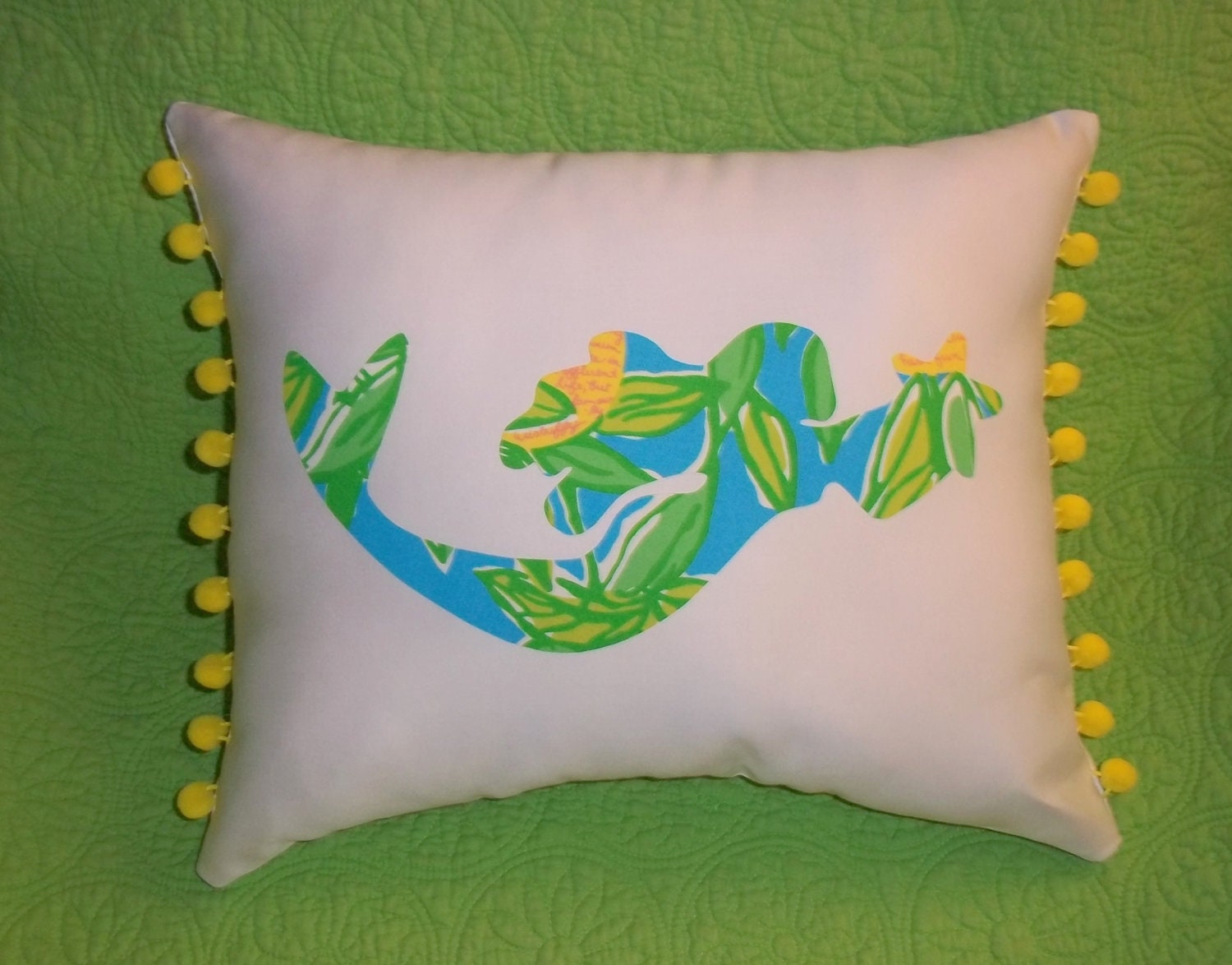 Made to Order pillow, New custom Mermaid pillow made with Lilly Pulitzer 2010 Juice Stand fabric