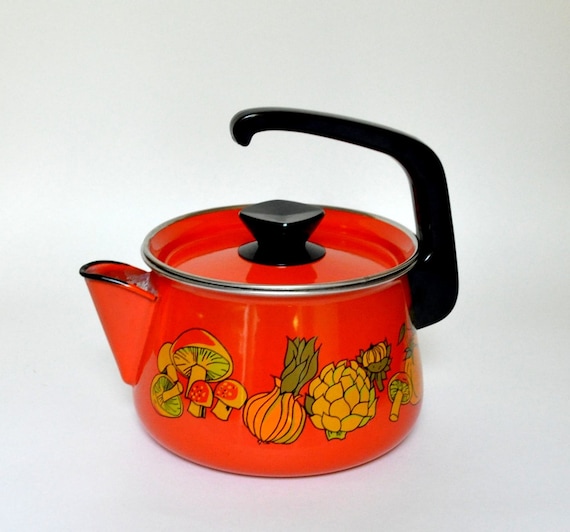 Vintage-Enameled-Orange-Teapot-1970-Rare SALE Was 44.99