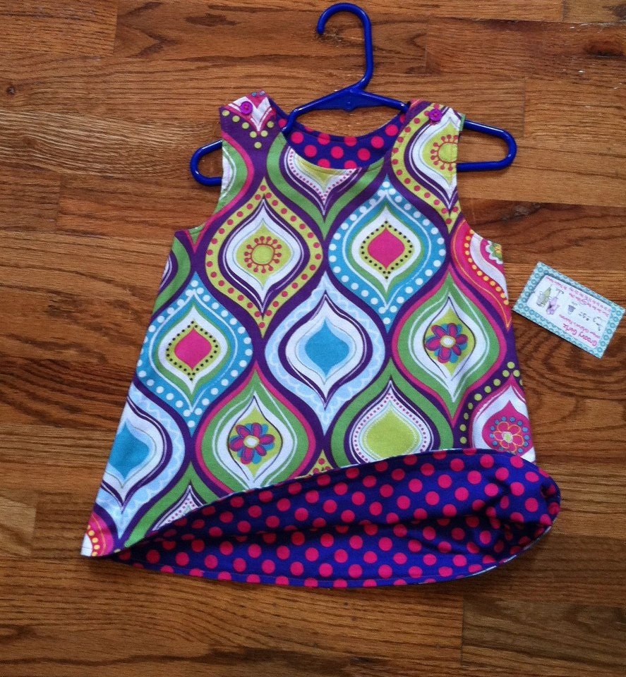 Dress Reversible A Line Groovy Triangles by Groovy Gurlz Available in Sizes  3m, 6m,12m, 18m
