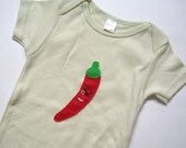 Chili Pepper Pirate on Green Onesie Size 6 to 12 Months