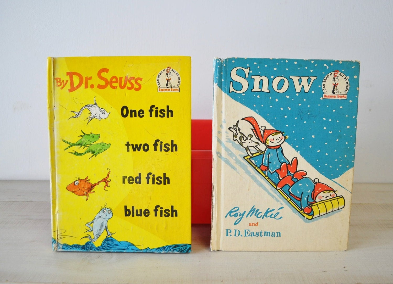 two vintage Dr. Seuss Books---Snow, One fish, two fish, red fish, blue fish