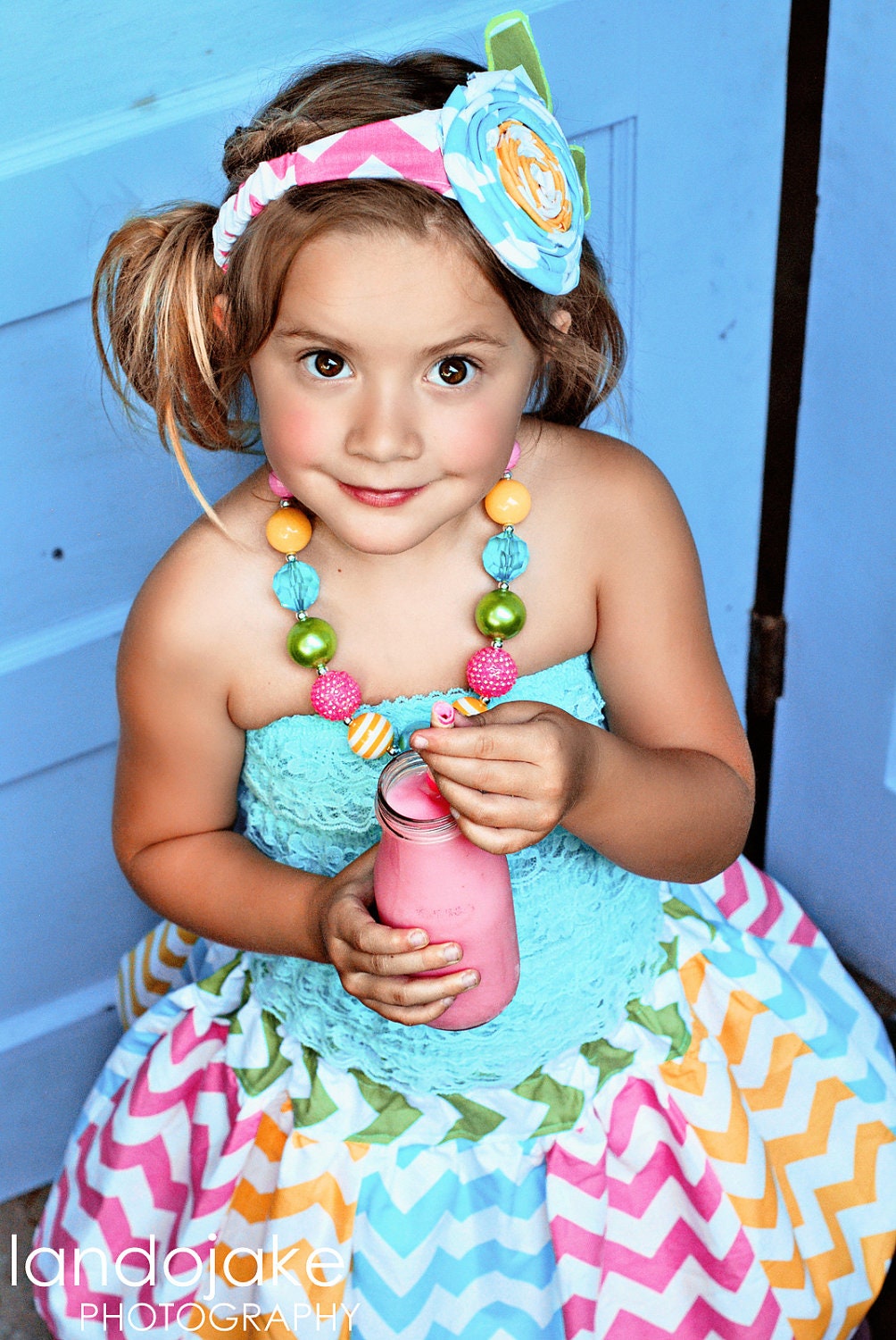 M2M Palm Tree Princess Chevron Skirt Chunky Necklace for Girls