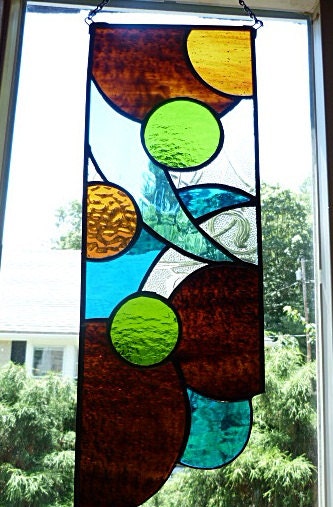Stained Glass Art Deco Abstract Circle Panel