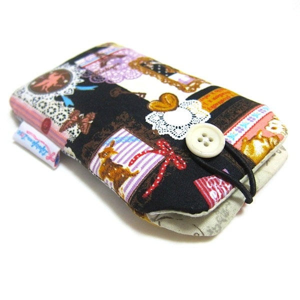 iPhone case iPhone pouch iPhone sleeve - French lace collage (black)