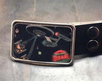 Star trek enterprise belt buckle, for men