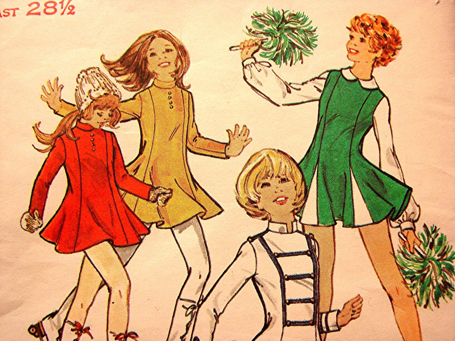 Vintage 1960s Girls Ice Skating Dress Cheerleader Costume Majorette Costume Pattern size10 Uncut Dress Panties