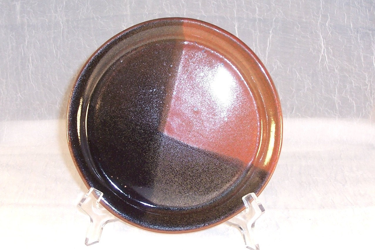 Ceramic Plate Handmade Brown Rust Dinner Plate  Wheel Thrown Stoneware Ceramics Pottery
