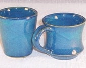 Ceramic Mug and Cup Set Coffee Mug Juice Cup Cornflower  Blue Handmade Wheel Thrown  Stoneware Ceramics   Pottery