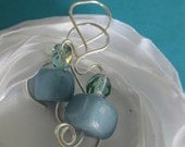 sale. LYRIC. smokey blue glass and silver  earrings