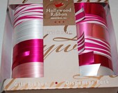 Beautiful Pink, White, & Hot Pink Gift Ribbon 160 ft total, Includes Zebra Print, Iridescent Pink