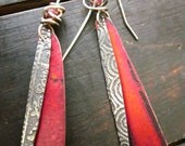 Sterling and Copper Shard Earrings