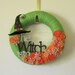 Witch Wreath, Halloween Wreath, Orange and Green Wreath, 12 inch Size