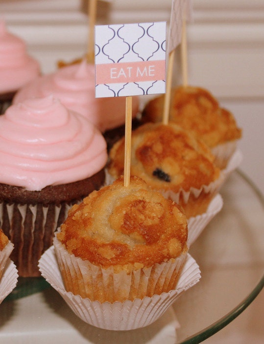 MODERN QUATREFOIL Printable Cupcake Toppers - Pink and Navy Il_570xn