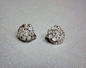 Vintage Rhinestone Earrings Sterling Star Art 1940s Jewelry Bridal Wedding