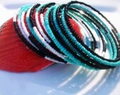 Mint, Black, and White Wire Warp bracelets / 2 for 22