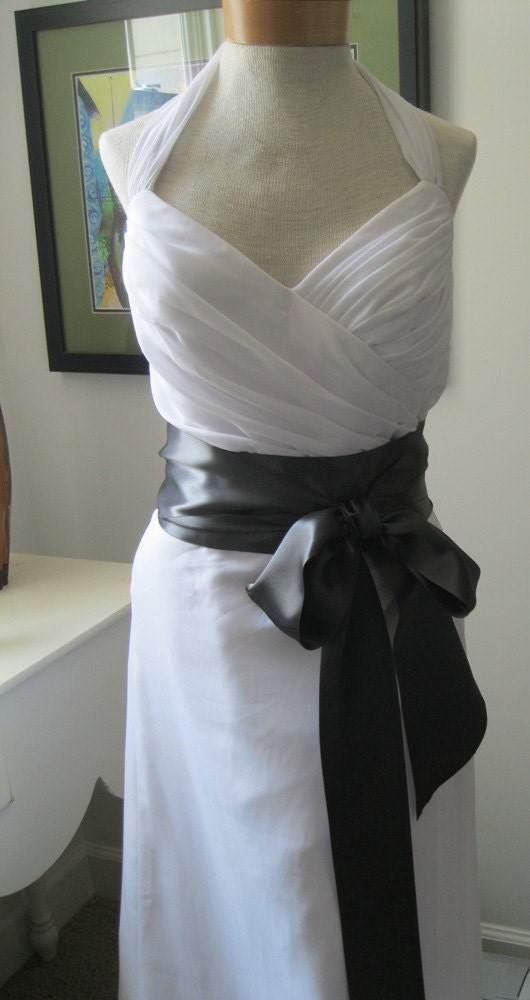 Charcoal Gray Wedding SASH, Bridal Sash -- A Long Satin Ribbon Sash for your Wedding Dress or Bridesmaids dresses