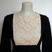 Vintage Mod Black & White Babydoll / Mini Dress with Crochet Daisies