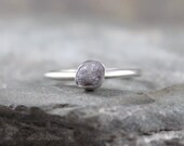 Raw Diamond Solitaire Ring Bezel Set in Sterling Silver - Rough Diamond Engagement Ring - Stacking Ring