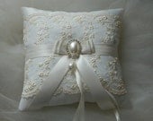 Wedding Ring Bearer Pillow Ivory Satin And Lace Ringbearer Pillow