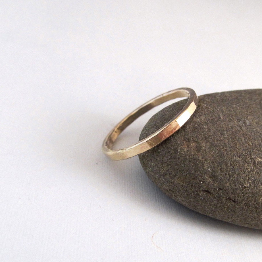 Gold Band Stackable Hammered