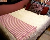 vintage purple and white blanket throw