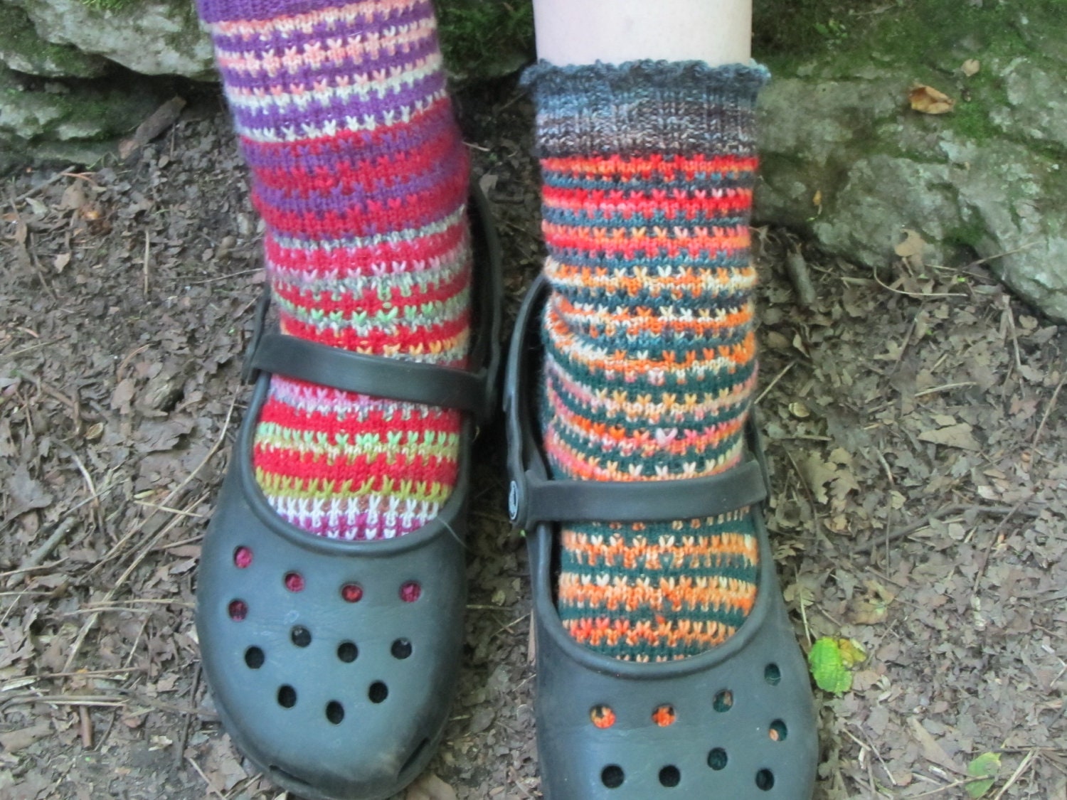 knit pattern - balance rock socks - toe up slip stitch sock pattern