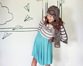 Girls knit dress with striped bodice and oversized front bow  - Fly Me Away Dress 12m/18m, 2T, 3T, 4T, 5, 6, 7/8, 9/10