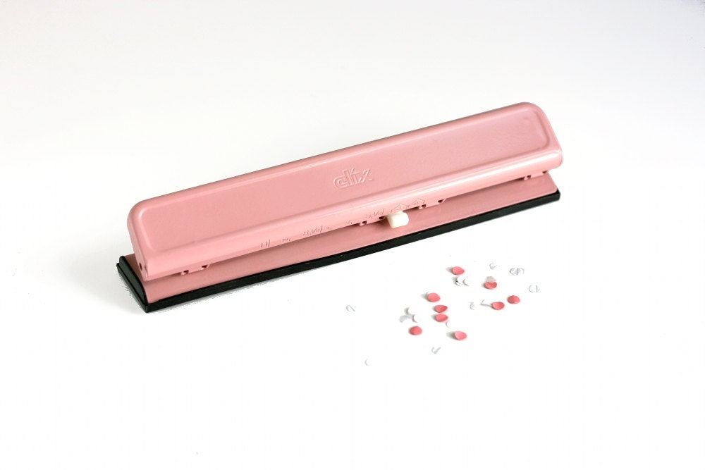 Vintage Pink Three Hole Punch by Clix