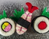 OOAK Needle Felt Plush -  Sushi Magnet Set of 3
