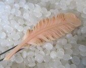 vintage barrette,  feather shape soft pink