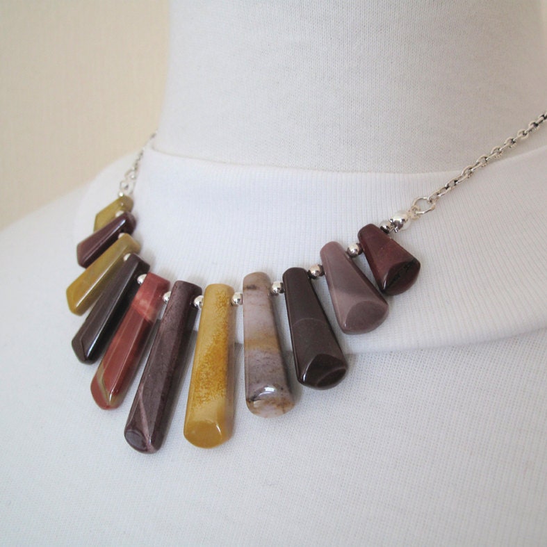 Mookite Cleopatra Necklace, Australian Jasper bohemian jewelry in rustic fall colours - READY TO SHIP, by A Crooked Sixpence