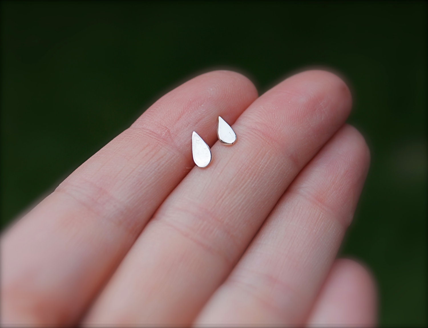 Raindrop earrings. Sterling silver post earrings. silver studs. Raindrops. Little post earring. small. petite. handmade.