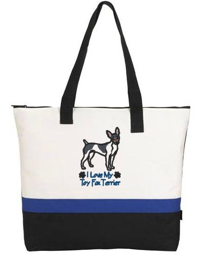 Embroidered Toy Fox Terrier Tote Bag