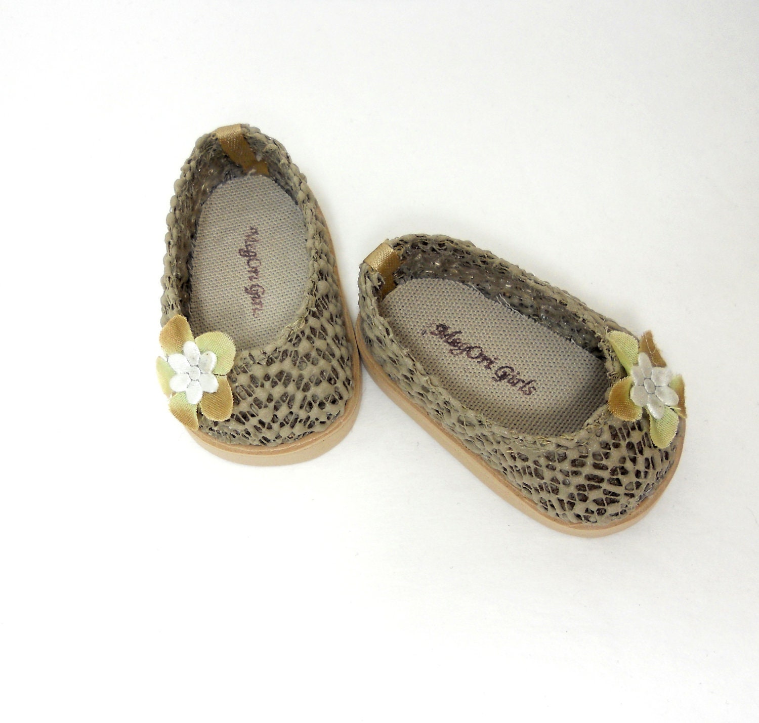 american girl 18" dolls shoes beige LACE by MegOrisDolls