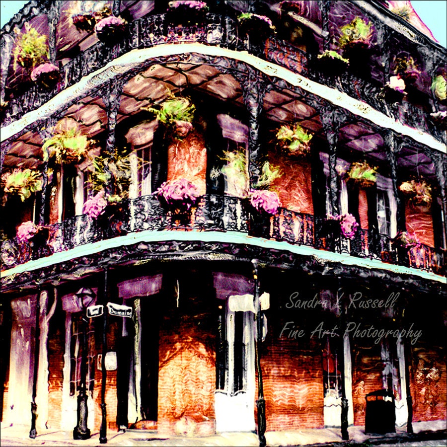 New Orleans French Quarter Royal and Dumaine Hand Altered Polaroid Photography 8x8 print matted to 12x12