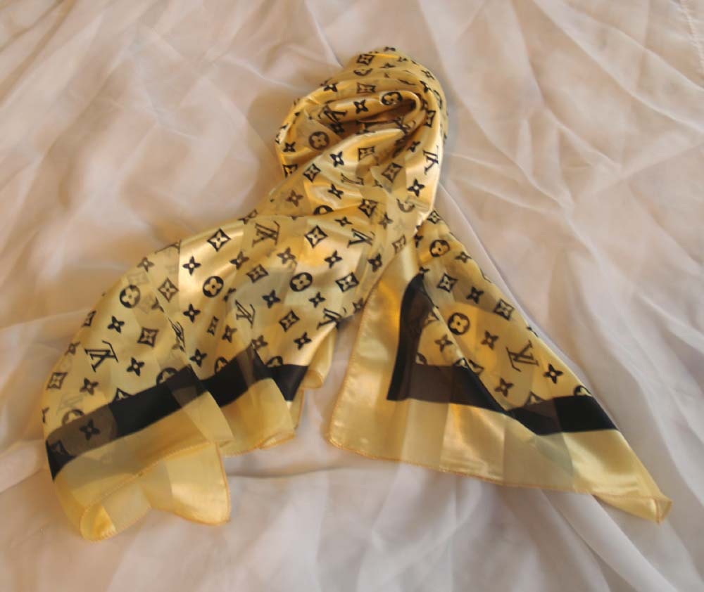 Louis Vuitton Black and Gold Scarf by vintageNJgirl on Etsy