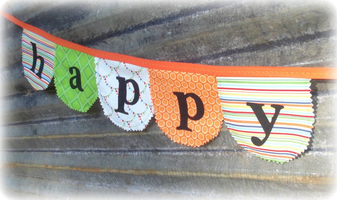fabric Happy Birthday banner / bunting